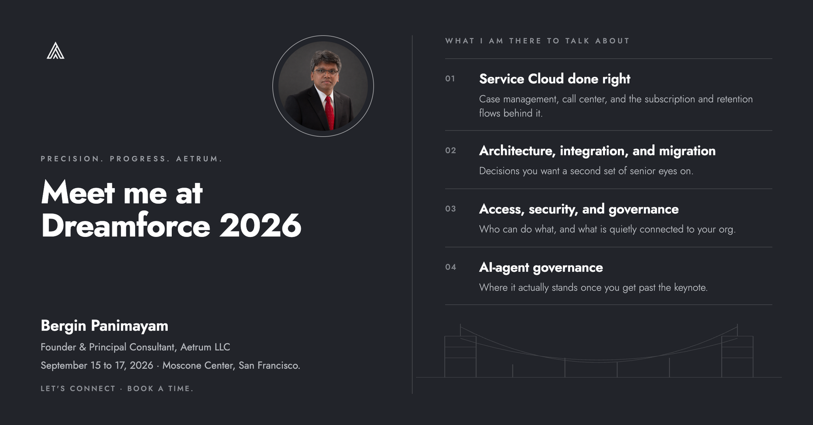 Meet Bergin Panimayam at Dreamforce 2026. Book a time to talk.